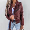 Faux Leather Jacket | Slim Fit | Belted | Biker Jacket | Women's Faux Leather Jacket-Myra Lina