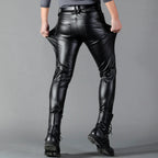 Faux Leather Pants – Black Stretch Skinny Faux Leather Pants for Men-Myra Lina