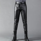 Faux Leather Pants – Black Stretch Skinny Faux Leather Pants for Men-Myra Lina