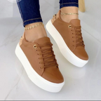 Faux Leather Sneakers – Trendy Platform Lace-Up Sneakers for Women-Myra Lina