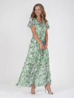 Floral Chiffon Maxi Dress | Flowing | Lightweight-Myra Lina