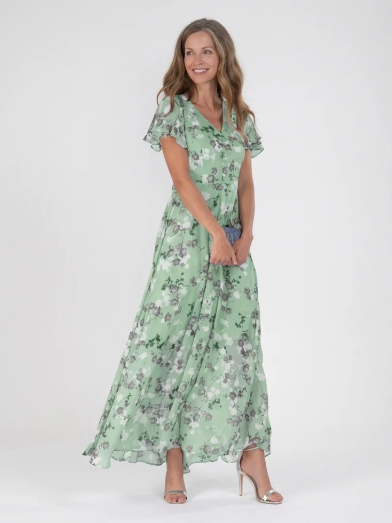 Floral Chiffon Maxi Dress | Flowing | Lightweight-Myra Lina