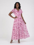 Floral Chiffon Maxi Dress | Flowing | Lightweight-Myra Lina