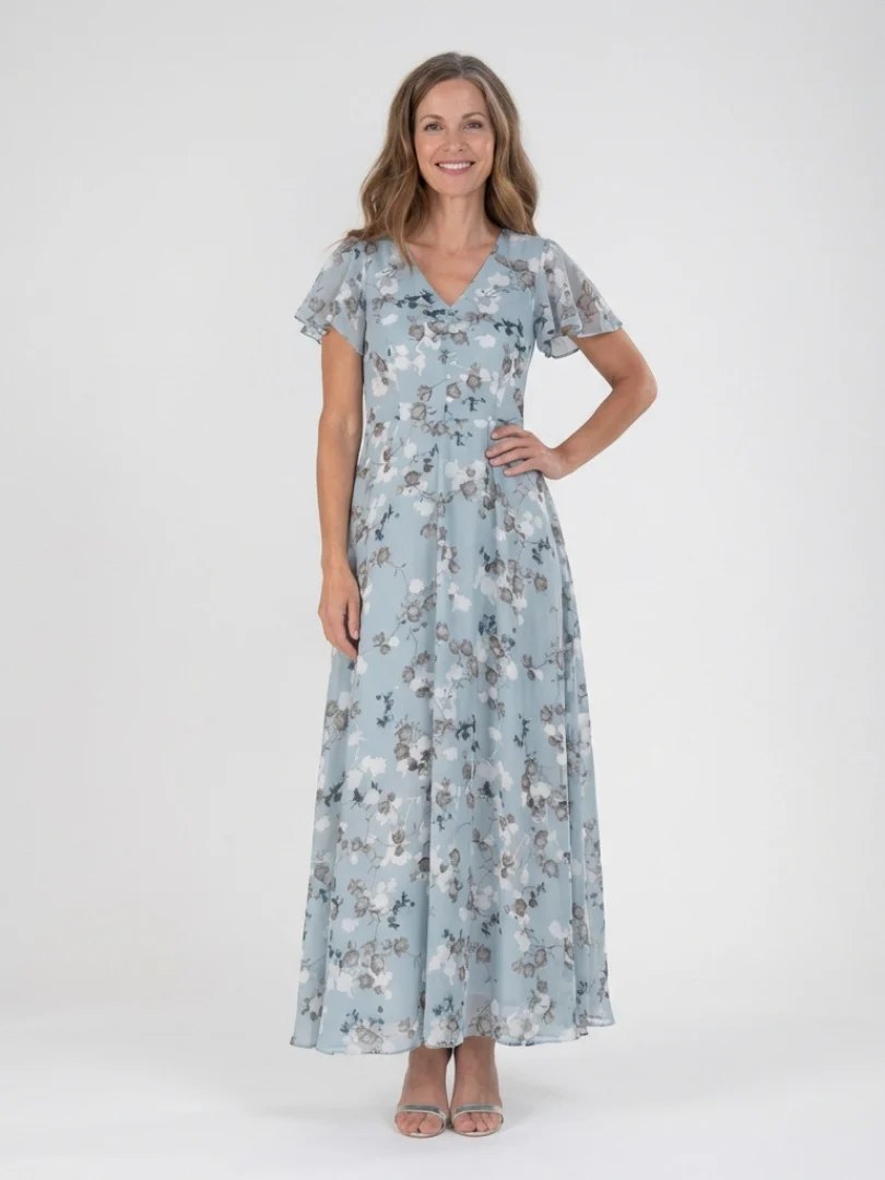 Floral Chiffon Maxi Dress | Flowing | Lightweight-Myra Lina