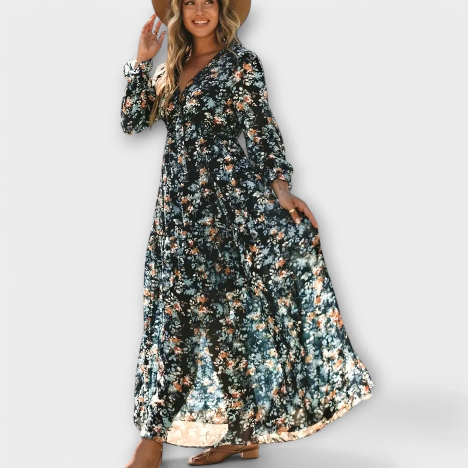 Floral Maxi Dress | Elegant | Nine Colourways-Myra Lina
