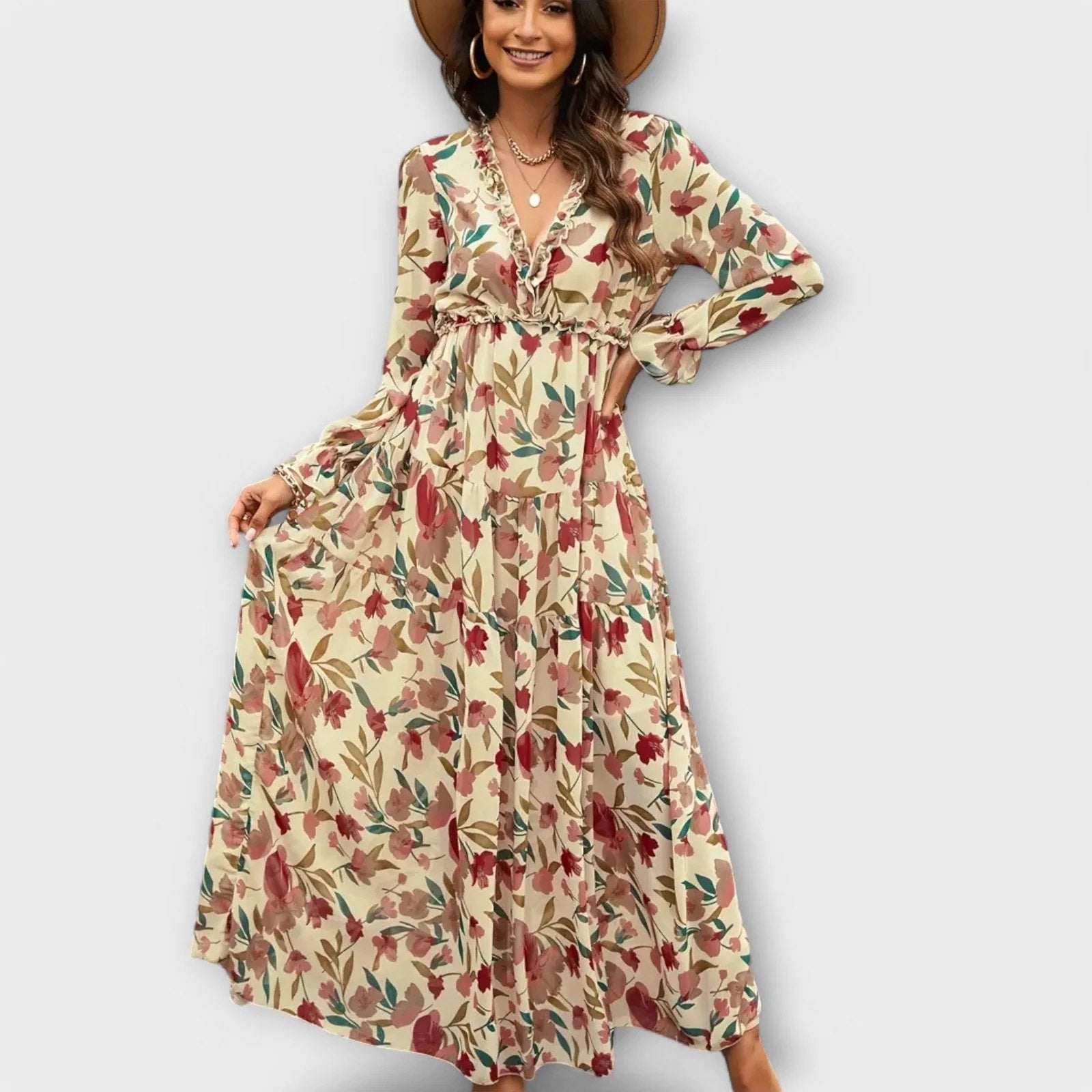 Floral Maxi Dress | Elegant | Nine Colourways-Myra Lina