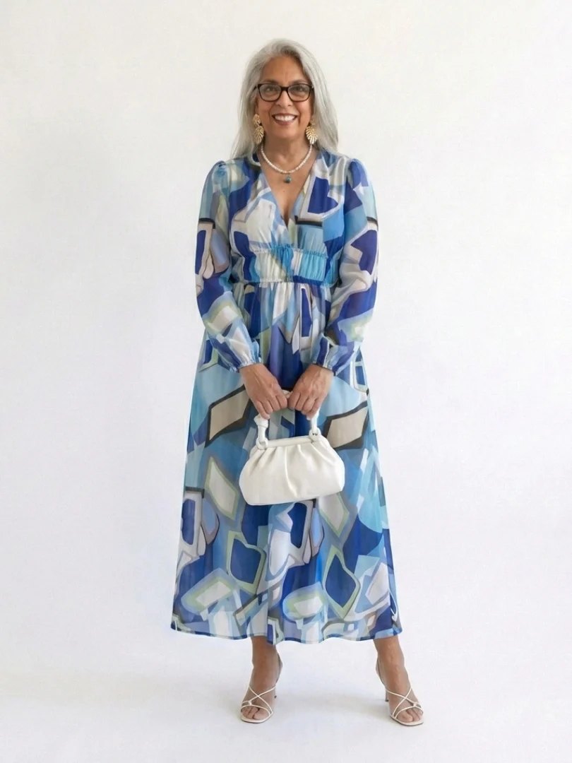 Floral Maxi Dress | Long Sleeve | Airy Drape-Myra Lina