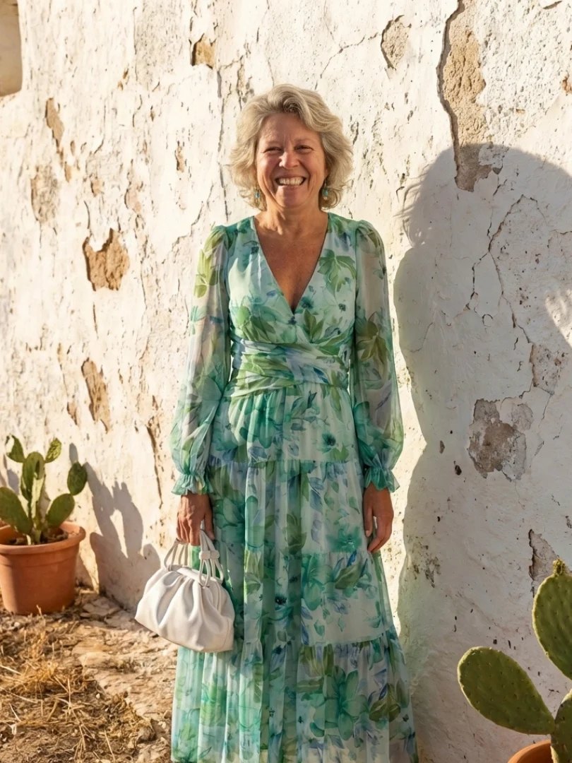 Floral Maxi Dress | Long Sleeve | Airy Drape-Myra Lina