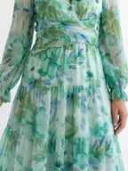 Floral Maxi Dress | Long Sleeve | Airy Drape-Myra Lina