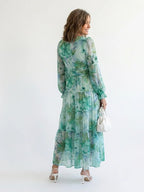 Floral Maxi Dress | Long Sleeve | Airy Drape-Myra Lina