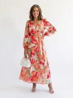 Floral Maxi Dress | Long Sleeve | Airy Drape-Myra Lina