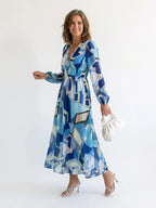 Floral Maxi Dress | Long Sleeve | Airy Drape-Myra Lina
