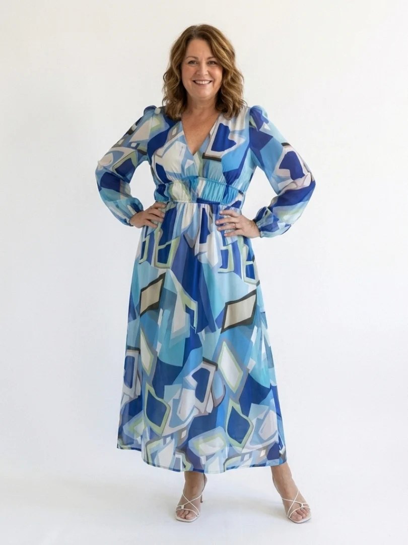 Floral Maxi Dress | Long Sleeve | Airy Drape-Myra Lina