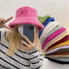 Fuzzy Bucket Hat – Women's Fluffy Faux Fur Bucket Hat for Winter-Myra Lina