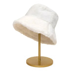 Fuzzy Bucket Hat – Women's Fluffy Faux Fur Bucket Hat for Winter-Myra Lina