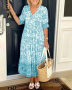Graceful Floral Maxi Dress | V Neck | Five Prints-Myra Lina