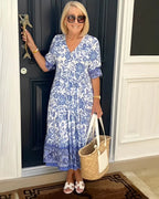 Graceful Floral Maxi Dress | V Neck | Five Prints-Myra Lina