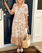 Graceful Floral Maxi Dress | V Neck | Five Prints-Myra Lina