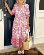 Graceful Floral Maxi Dress | V Neck | Five Prints-Myra Lina