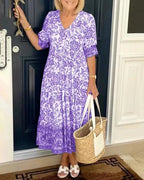 Graceful Floral Maxi Dress | V Neck | Five Prints-Myra Lina