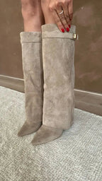 Heeled Boots – Stylish Knee-High Pointed Toe Boots for Women-Myra Lina