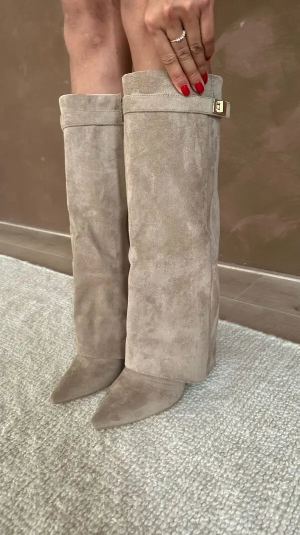 Heeled Boots – Stylish Knee-High Pointed Toe Boots for Women-Myra Lina