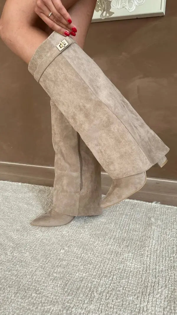Heeled Boots – Stylish Knee-High Pointed Toe Boots for Women-Myra Lina