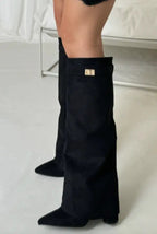 Heeled Boots – Stylish Knee-High Pointed Toe Boots for Women-Myra Lina