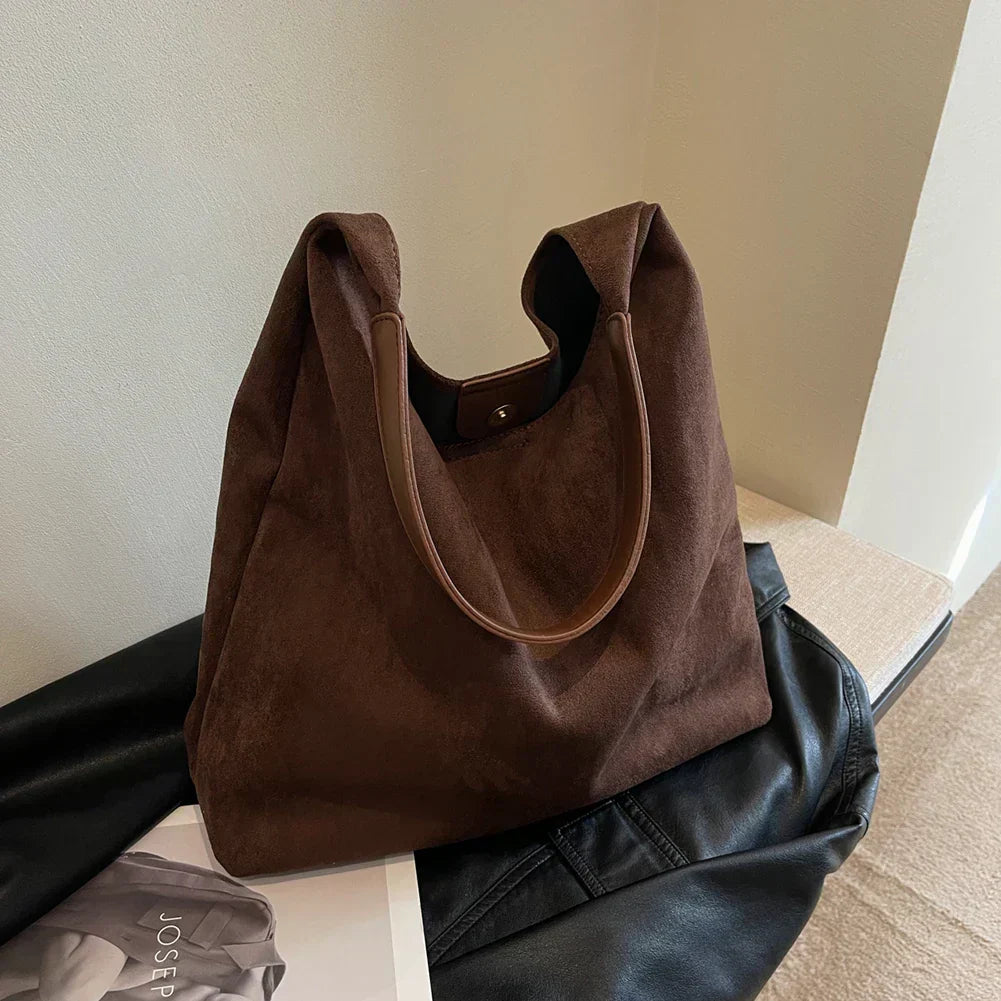 Hobo Bag – Large Suedette Shoulder Bag for Women-Myra Lina