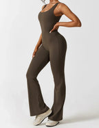 Jumpsuit – Sleeveless Flared Ruched Jumpsuit for Women-Myra Lina