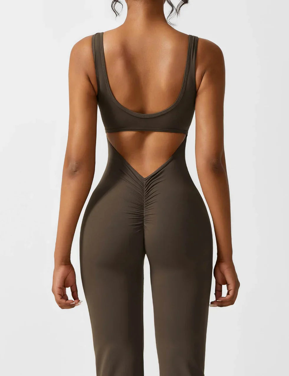 Jumpsuit – Sleeveless Flared Ruched Jumpsuit for Women-Myra Lina