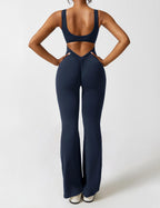 Jumpsuit – Sleeveless Flared Ruched Jumpsuit for Women-Myra Lina
