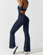Jumpsuit – Sleeveless Flared Ruched Jumpsuit for Women-Myra Lina