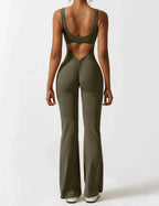 Jumpsuit – Sleeveless Flared Ruched Jumpsuit for Women-Myra Lina