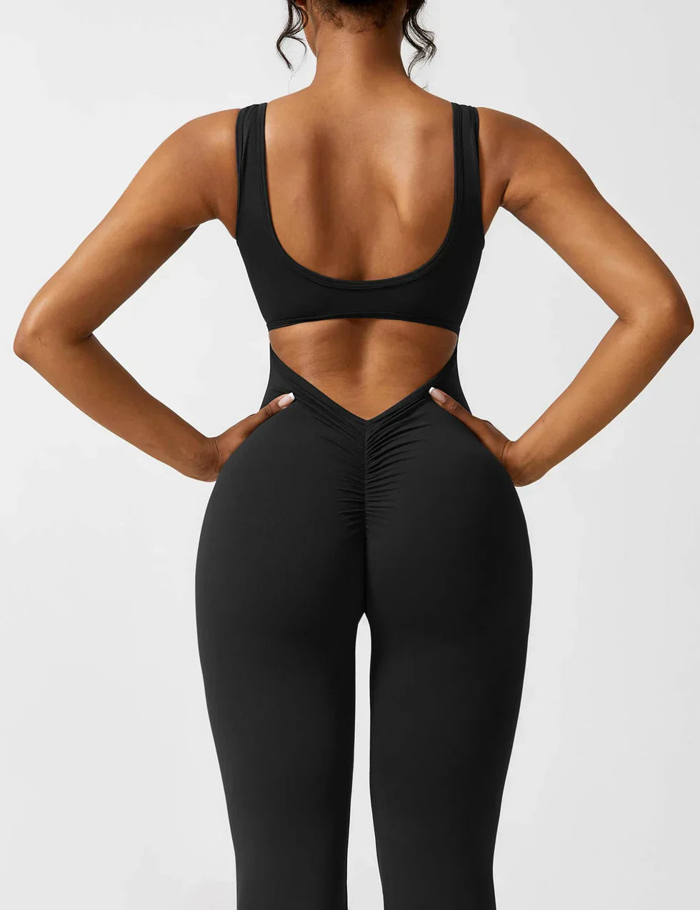 Jumpsuit – Sleeveless Flared Ruched Jumpsuit for Women-Myra Lina
