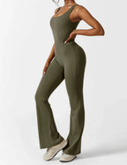 Jumpsuit – Sleeveless Flared Ruched Jumpsuit for Women-Myra Lina
