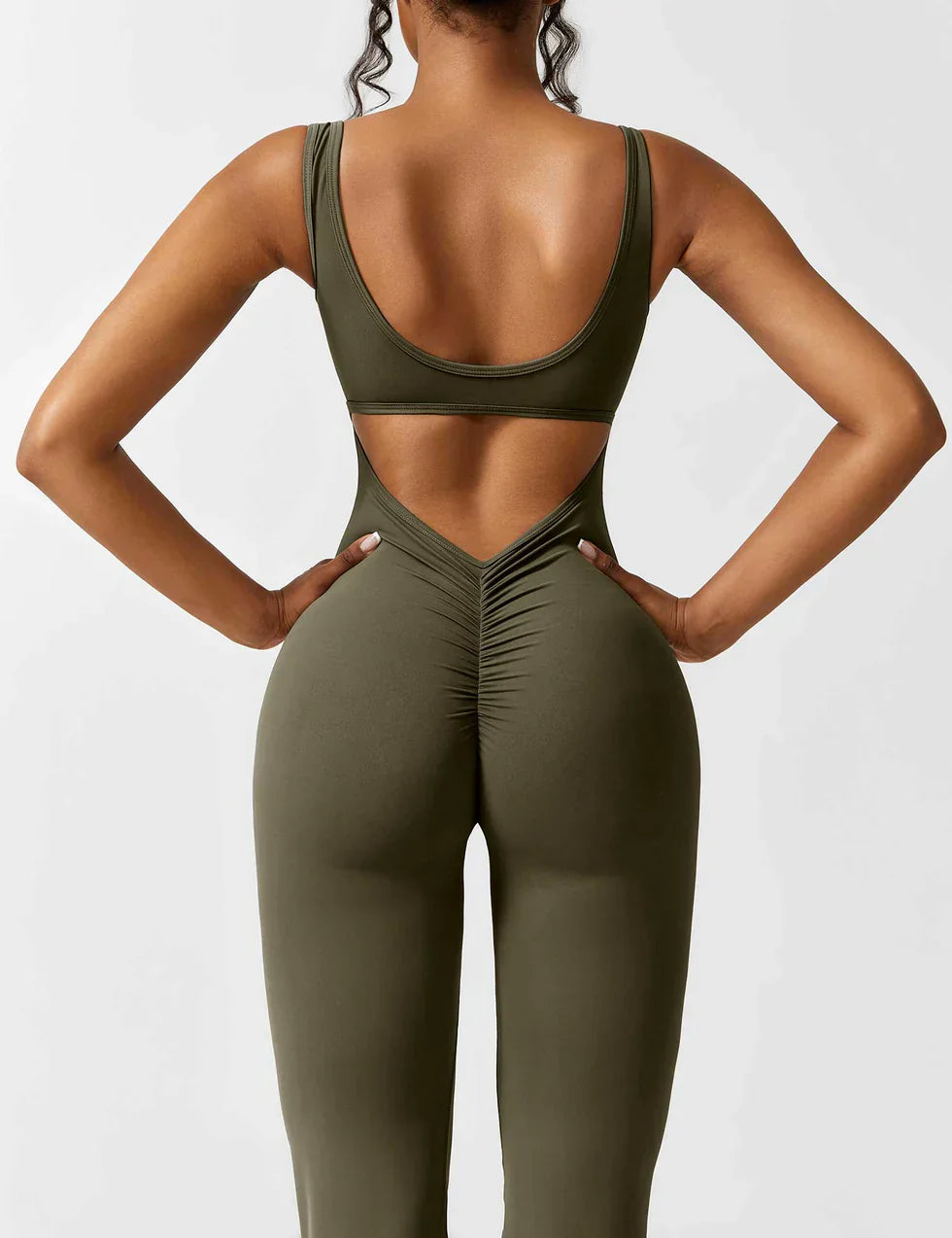 Jumpsuit – Sleeveless Flared Ruched Jumpsuit for Women-Myra Lina