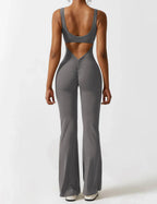 Jumpsuit – Sleeveless Flared Ruched Jumpsuit for Women-Myra Lina