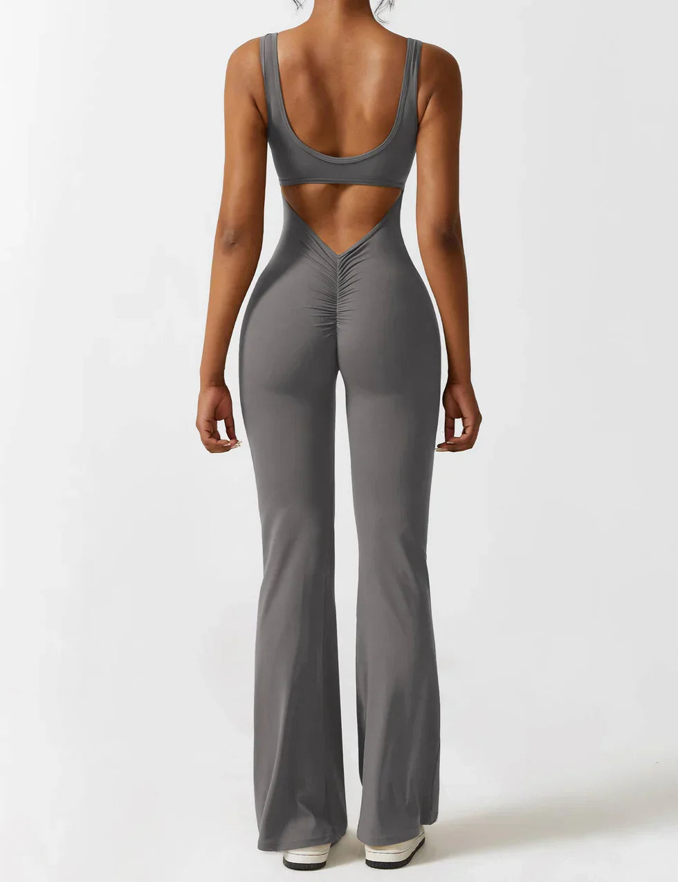 Jumpsuit – Sleeveless Flared Ruched Jumpsuit for Women-Myra Lina