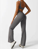 Jumpsuit – Sleeveless Flared Ruched Jumpsuit for Women-Myra Lina