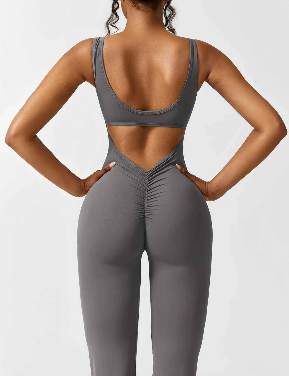 Jumpsuit – Sleeveless Flared Ruched Jumpsuit for Women-Myra Lina