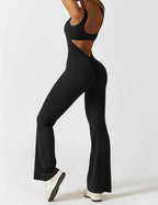 Jumpsuit – Sleeveless Flared Ruched Jumpsuit for Women-Myra Lina