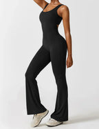 Jumpsuit – Sleeveless Flared Ruched Jumpsuit for Women-Myra Lina
