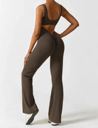 Jumpsuit – Sleeveless Flared Ruched Jumpsuit for Women-Myra Lina