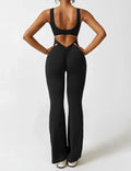 Jumpsuit – Sleeveless Flared Ruched Jumpsuit for Women-Myra Lina