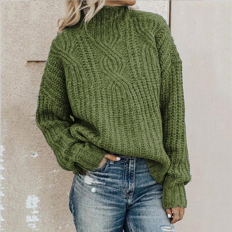 Knitted Sweater – Turtleneck – High Neck – Chunky Knit Sweater – Women's Knitwear-Myra Lina