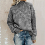 Knitted Sweater – Turtleneck – High Neck – Chunky Knit Sweater – Women's Knitwear-Myra Lina