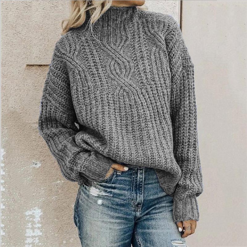 Knitted Sweater – Turtleneck – High Neck – Chunky Knit Sweater – Women's Knitwear-Myra Lina