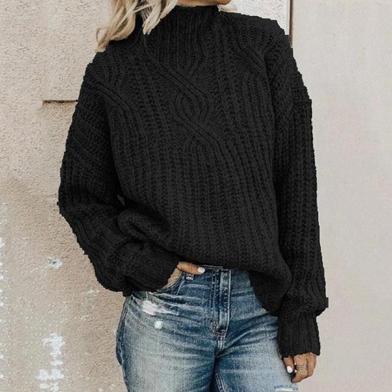 Knitted Sweater – Turtleneck – High Neck – Chunky Knit Sweater – Women's Knitwear-Myra Lina