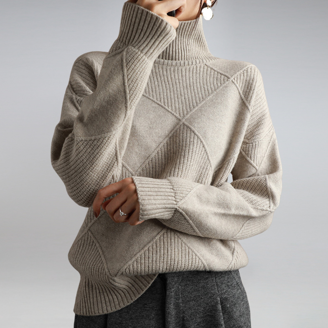 Knitted Sweater – Turtleneck – Oversized – Knitted Jumper – Women's Knitwear-Myra Lina